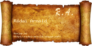 Rédai Arnold névjegykártya